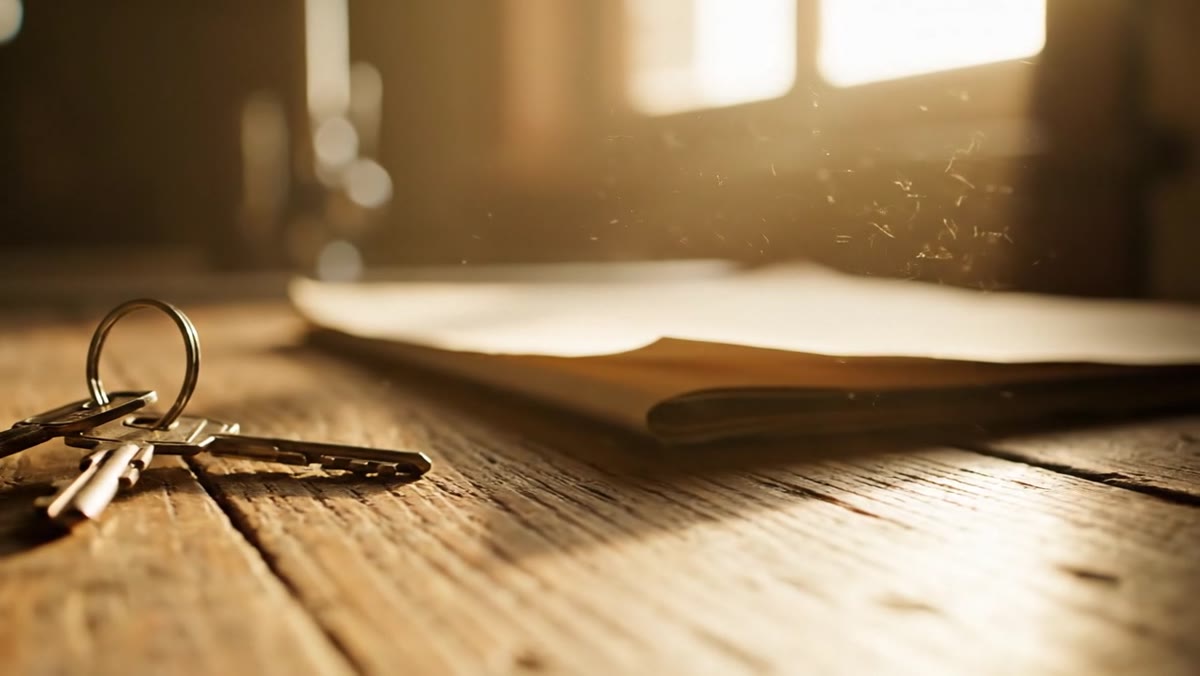 Mortgage paperwork and a house key